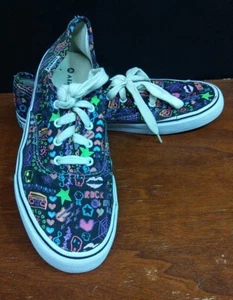 Womens 9 1980/90's Style Airwalk Graffiti Rock & Roll Skateboard Shoes Black - Picture 1 of 10