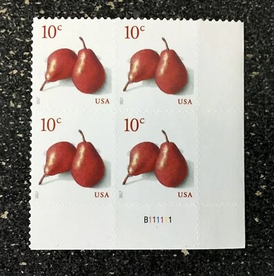 2017US #5178 10c Pears - Plate Block of 4  Mint NH  self adhesive  fruit - Image 1 of 4