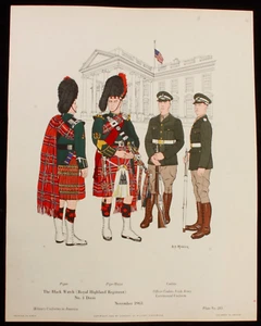 The Black Watch (Royal Highland Regiment) No 1 Dress Nov 1963 Illustration 11x14 - Picture 1 of 1
