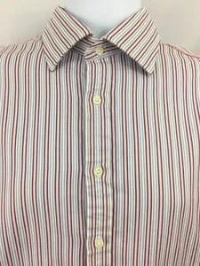 Rosa Thomas rosa rot weiß blau gestreift Französisch Manschette Button Down Hemd 16 36,5 - Bild 1 von 6