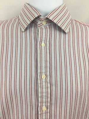 Camisa ROSA Thomas Rosa Rojo Blanco Azul Rayas Puño Francés Abotonada 16 36.5 Foto 1 de 4