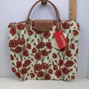 Signare Tapestry Design Tote Women's Handbag Reusable Red Poppies Flower - Picture 1 of 4