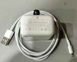 Original Apple 12W Wall Charger And 1M Lightning to USB Cable iPad's & iPhone - Picture 1 of 9