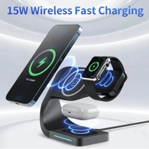 4 in 1 Magnetic Wireless Charger 15W Fast Wireless Phone Chargers for Earbuds S - Picture 1 of 8