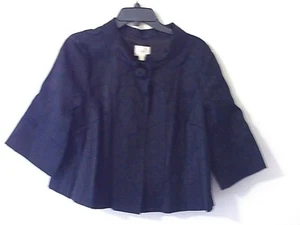 Chaqueta de mujer eci New York talla 12 negra azul marino, cuello, mangas 3/4 plisada en la espalda - Imagen 1 de 7