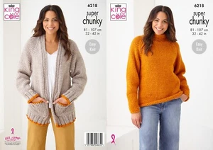 Knitting Pattern Cardigan & Sweater Ladies Super Chunky Easy Knit 6218 King Cole - Picture 1 of 4