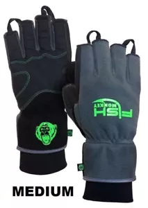 Fish Monkey Sz M Chilly Willie Half Finger Fishing Gloves Insulated Polar Fleece - Picture 1 of 7