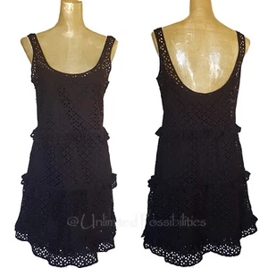 SEED HERITAGE Tiered Frill Dress Broderie Design Cotton Black Various Sizes NWT - Picture 1 of 9
