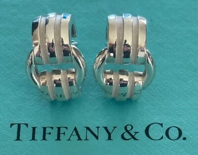 Tiffany & Co.  Atlas  Groove  Earrings Sterling Silver 925 Clip On - Image 1 of 4