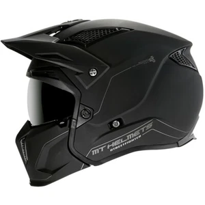 CASCO JET TRIAL CROSSOVER MENTONIERA ESTRAIBILE MT HELMETS STREETFIGHTER NERO