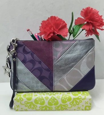 Coach Multicolor Canvas Leather Suede Zipper Closure Wristlet - Coin Wallet - Image 1 of 4