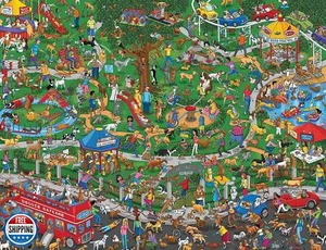 Springbock - Der Hundepark - 500 Stück Puzzle - Cartoon Illustration von D - Bild 1 von 5
