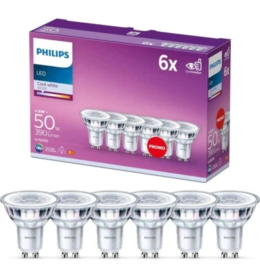 PHILIPS LED Classic (GU10 Spot) 4.6W - 50W Equivalent, 220-240V, Standard Cool  - Image 1 of 4