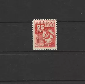 ANDORRA SPANISH 1949 EXPRESS LETTER STAMPS 25c RED SQUIRREL MINT NEVER HINGED - Picture 1 of 1