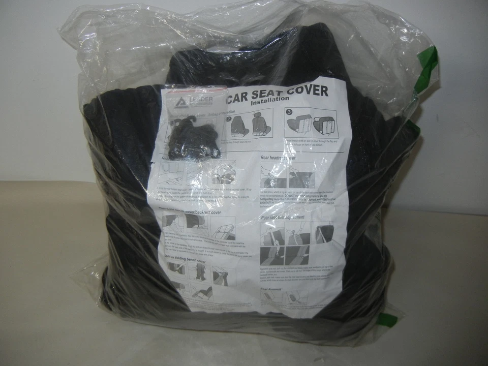 LEADER ACCESSORIES 10203028 9 PCS LOW BACK UNIVERSAL SEAT COVERS, BLACK - Image 1 of 1