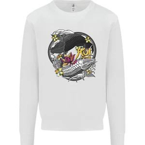Koi Carp Yin and Yang Fish Pond Kids Sweatshirt Jumper - Picture 1 of 3
