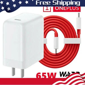 New 65W Warp Charger w/ Type-C Cable For OnePlus 9Pro Nord 7T 8TPro Charger US - Picture 1 of 6