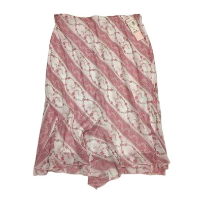 Платье сарая цветочный кокетка стиль белый и розовый Midi юбка женщин Sz XL - Изображение 1 из 4