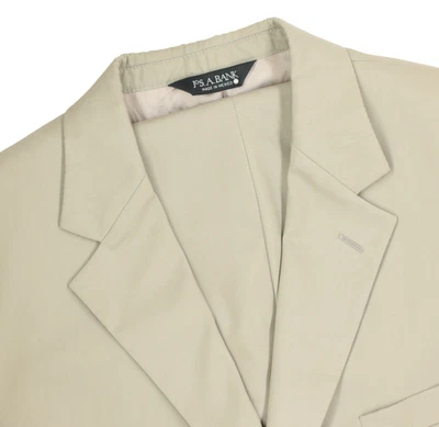 Men's 43 R Jos. A. Bank Beige Cotton Blend Flat Front Suit Jacket Pants - Image 1 of 4