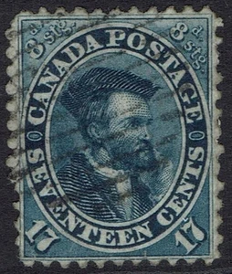 CANADÁ 1859 CARTIER 17C USADO - Imagen 1 de 2