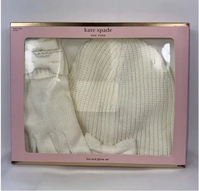 Juego de caja de regalo de gorro y guante tejido con cable Kate Spade crema francesa precio de venta sugerido por el fabricante 128,00 USD NUEVO. Foto 1 de 4
