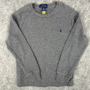 Polo Ralph Lauren Little Boys Waffle Knit Long Sleeve Tee Gray Heather Size 5 - Picture 1 of 6