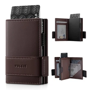 Porta Carte Bifold Pop Up Portafoglio in Pelle per Uomo Blocco RFID Metallo Card Cas... - Foto 1 di 7