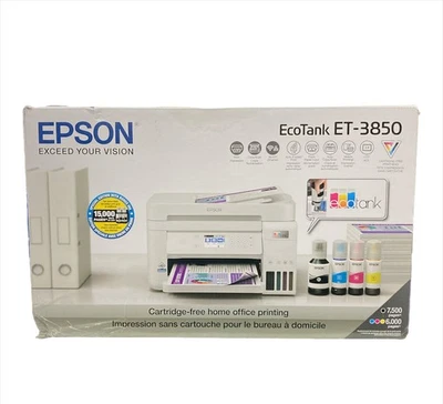 Epson EcoTank ET-3850 Wireless Multifunction Supertank Color Printer, White - Image 1 of 3