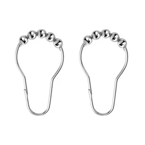 10pcs Curtain-Hooks Shower-Rods Poles Metal-Rings Bathroom for Glide Rustproof A - Foto 1 di 10