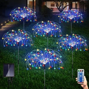 6 Pack Solar Garden Lights, Firework Lights, Decorative, 8 Lighting Modes wit... - Picture 1 of 7
