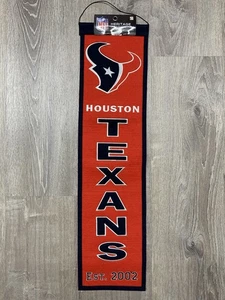HOUSTON TEXANS 8x32 Inch Vertical Wool Embroidered Hanging Heritage Banner - Picture 1 of 2