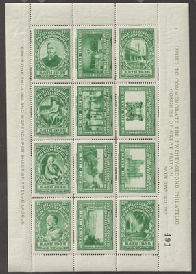 Poster Cinderella 22nd Philatelic congress of GB 1935 King George V KGV sheet - Image 1 of 2