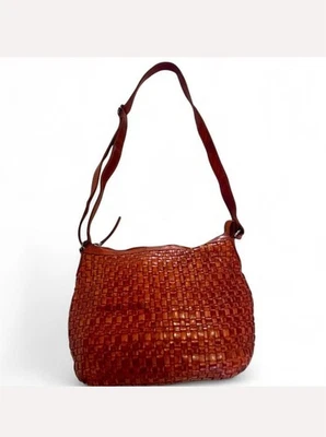 Anthropologie Purse VILENCA Holland Brown Woven Leather Crossbody Bag Boho Moto - Image 1 of 4
