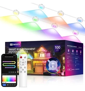 Permanent Outdoor Lights 100ft (NO REMOTE CONTROL), Smart RGB Outdoor Lights - Picture 1 of 8
