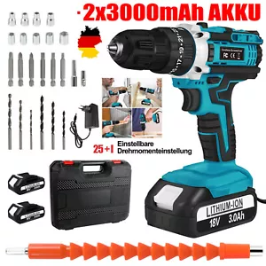 21V Akku Schlagbohrschrauber Akkuschrauber Set Mit 2x3.0Ah Akku Für Makita 18V - Bild 1 von 12