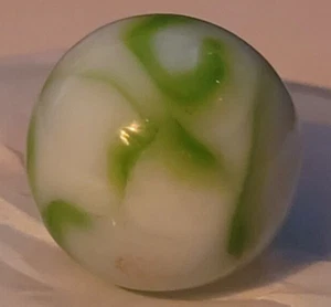 Vintage Shooting Marble Green White Swirl Stripe Collectible Decorative Nice - Picture 1 of 5
