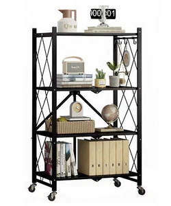 Foldable Storage Shelving with Wheels, Heavy Duty Metal Shelf, Shelving Units - Picture 1 of 6