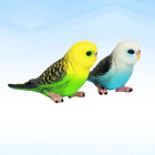 2 Pcs Simulation Bird Model Small Parrot Figurine Ornament Child The Household