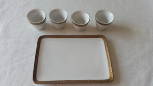 Seltmann Weiden Bavaria Monika Butterplatte Butterteller + 4 Eierbecher Goldrand - Bild 1 von 4