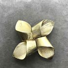 Antique 14k yellow gold ribbed flower knot pinwheel pin brooch signed Parry 3D