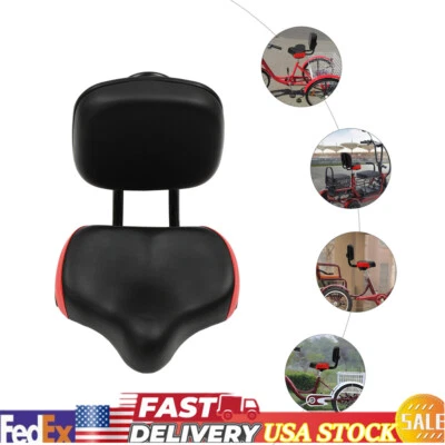 Asiento de bicicleta asiento ancho para triciclo adulto mujer respaldo sillín asiento de bicicleta con respaldo Foto 1 de 4