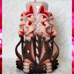 Velas talladas decoración del hogar diseño hecho a mano regalo talladas a mano marrón pastel naranja - Imagen 1 de 6