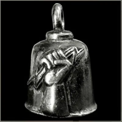 Pewter Motorcycle Gremlin Bell Electrician Hand Lightning Bolt  USA SALE Foto 1 de 4