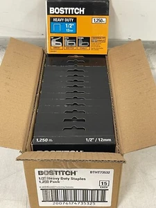 CASE OF 15 PACKS Bostitch Heavy Duty Universal 1/2" Staples 1,250/Pack BTHT73532 - Picture 1 of 4