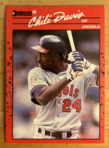 1990 Donruss Chili Davis Baseball Card #136 Angels OF Mid-Grade VG O/C