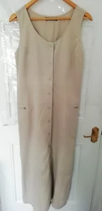 Portland Woman Size 12 Beige Long Utility Button Up Shirt Dress Pockets Retro - Picture 1 of 8