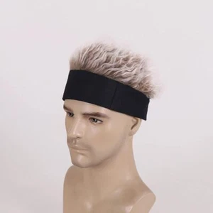 Novelty Visor Sun Cap Party Wig Peaked Beanie Hat Headband with Spiked Hair - Picture 1 of 6