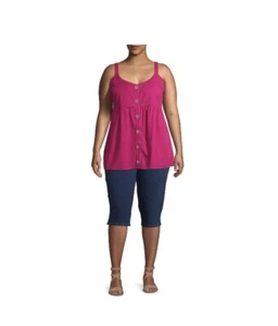 Terra and Sky Tanktop mit Knopfleiste in Rosa Größe 1X - Bild 1 von 5