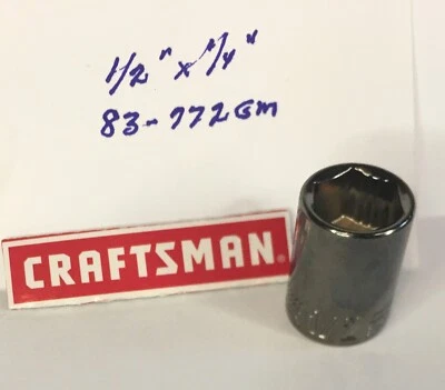 Craftsman  1/2" x 1/4" Dr Socket 83-772GM Gunmetal Chrome 6 Pt Free Shipping - Image 1 of 4