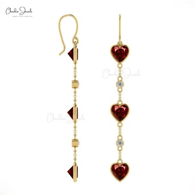 5.7 CT Mozambique Garnet Earrings In 14k Solid Gold Diamond Halo Dangle Earrings Foto 1 de 4